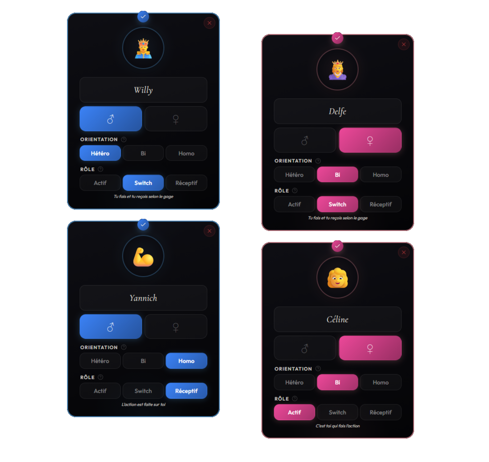Configuration des joueurs Intiimix