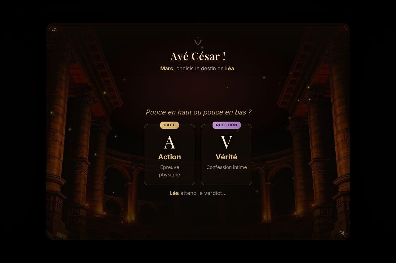 Le segment L'Action ou Vérité, tel qu'il s'affiche dans le jeu