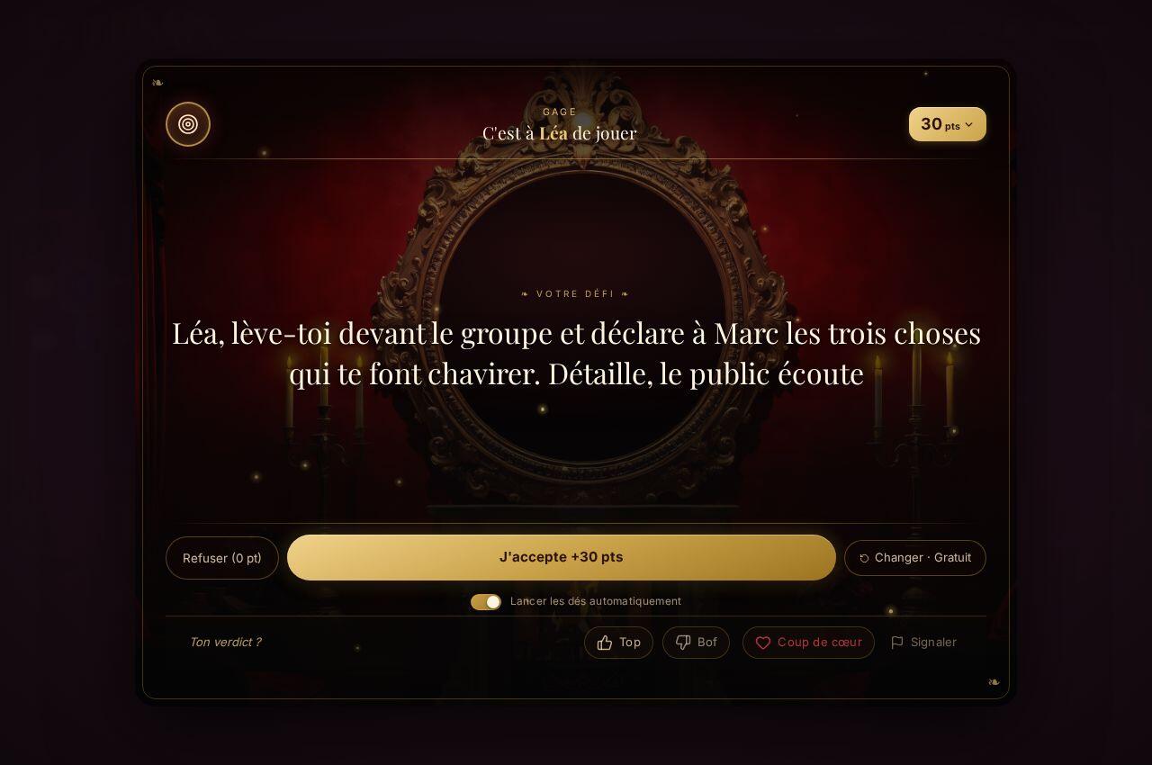 Le segment Le Gage, tel qu'il s'affiche dans le jeu