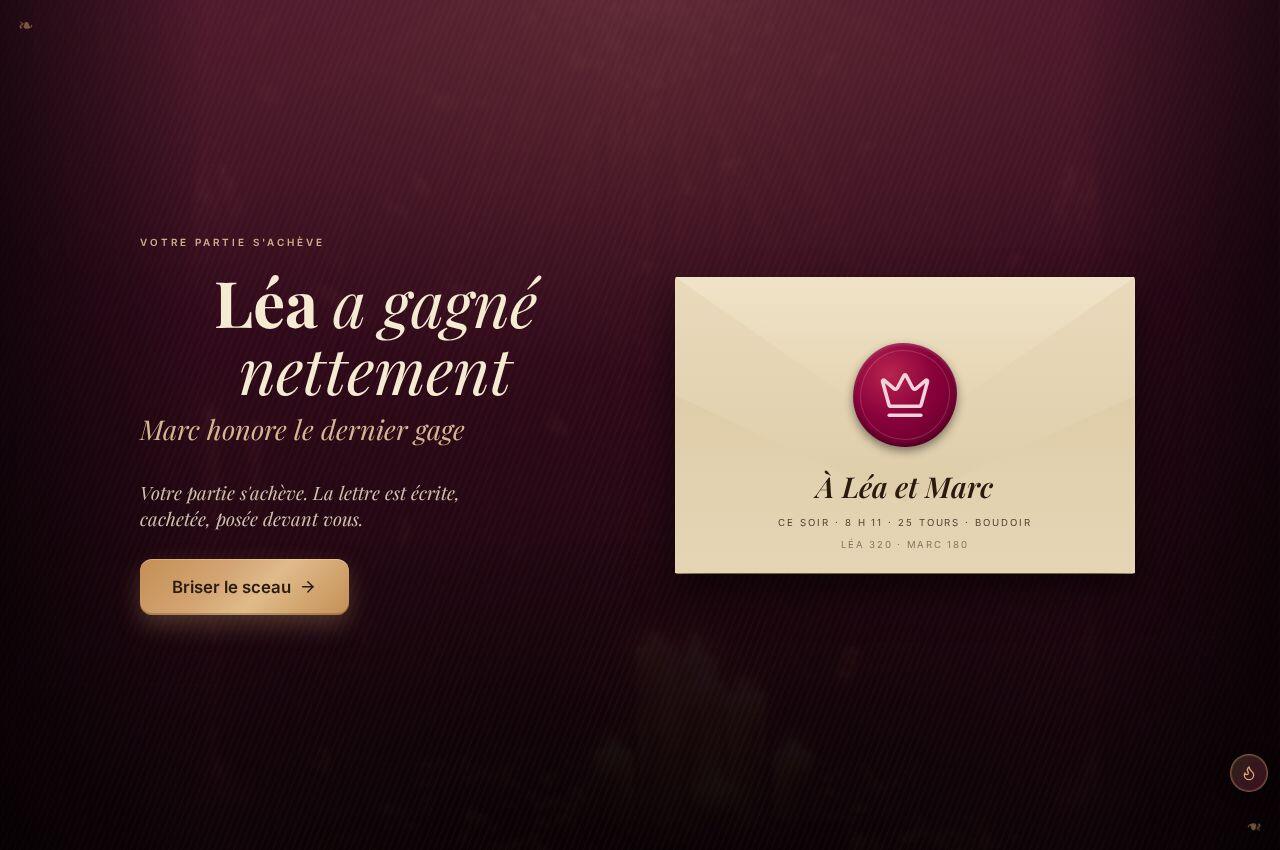 Le Sacre : la fin de la partie, avec vos prénoms