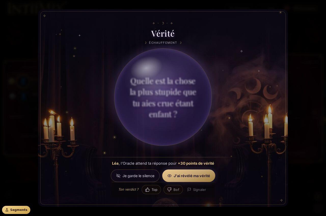 Le segment La Vérité, tel qu'il s'affiche dans le jeu