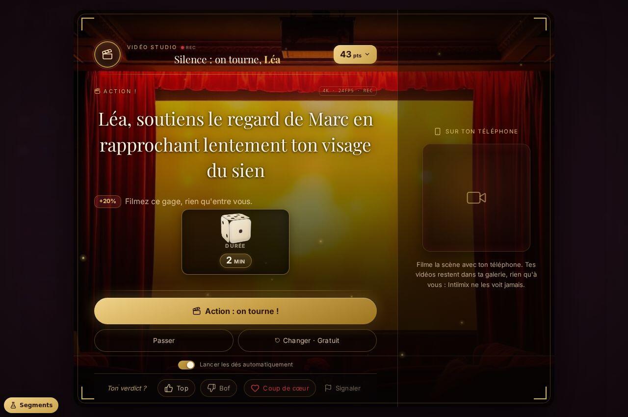 Le segment Le Vidéo Studio, tel qu'il s'affiche dans le jeu