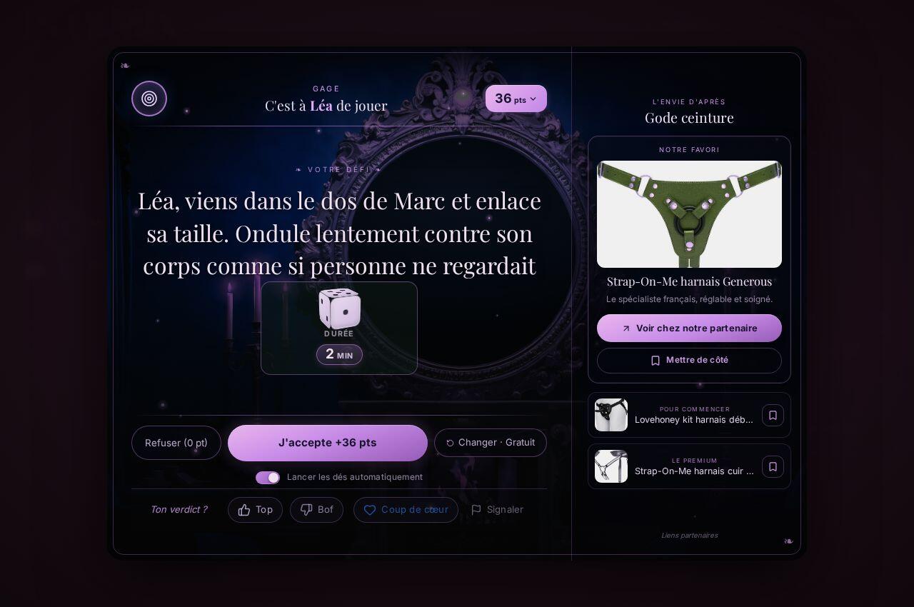 Le segment Le Gage, tel qu'il s'affiche dans le jeu, au Donjon