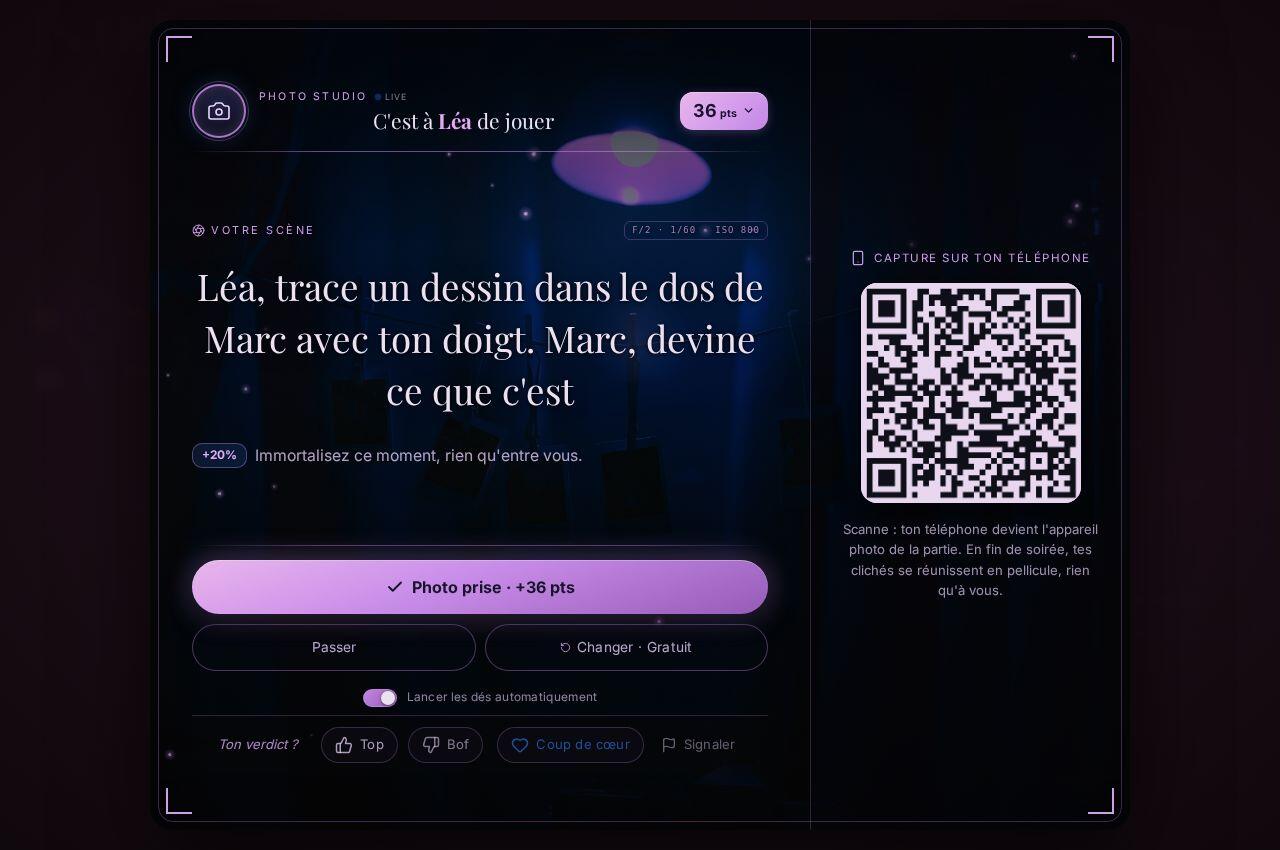 Le segment Le Photo Studio, tel qu'il s'affiche dans le jeu, au Donjon