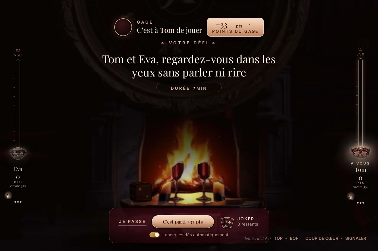 Un gage tiré, écrit pour les joueurs de la soirée