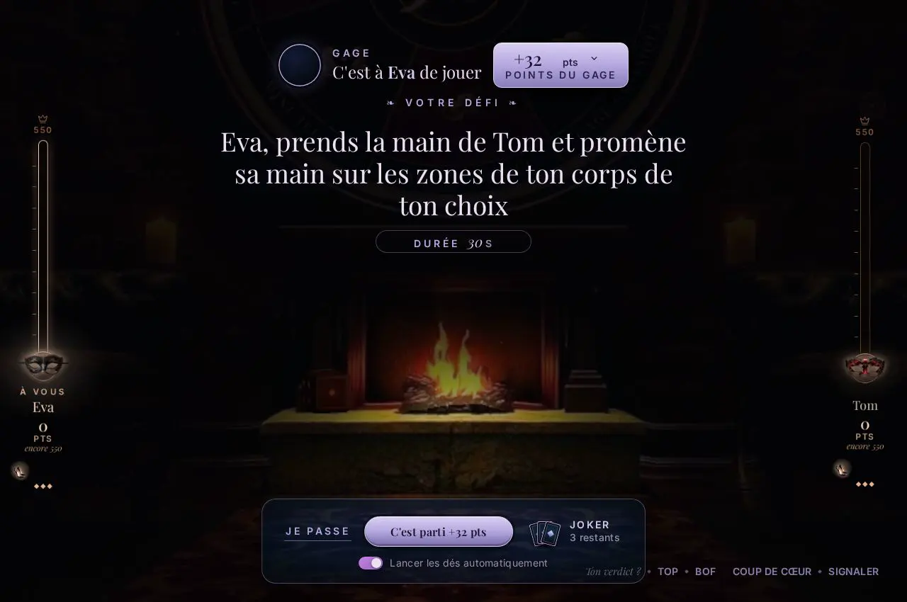 Un gage tiré, écrit pour les joueurs de la soirée